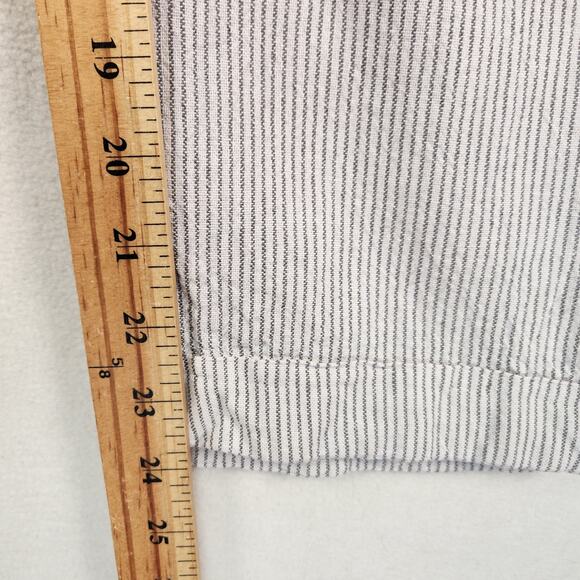 Anne Klein Cropped Linen/Cotton Pants Women L Gray/White Micro Stripe Pockets - Picture 11 of 14